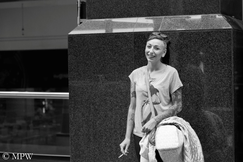 Auckland City street photo, Queent St, black and white